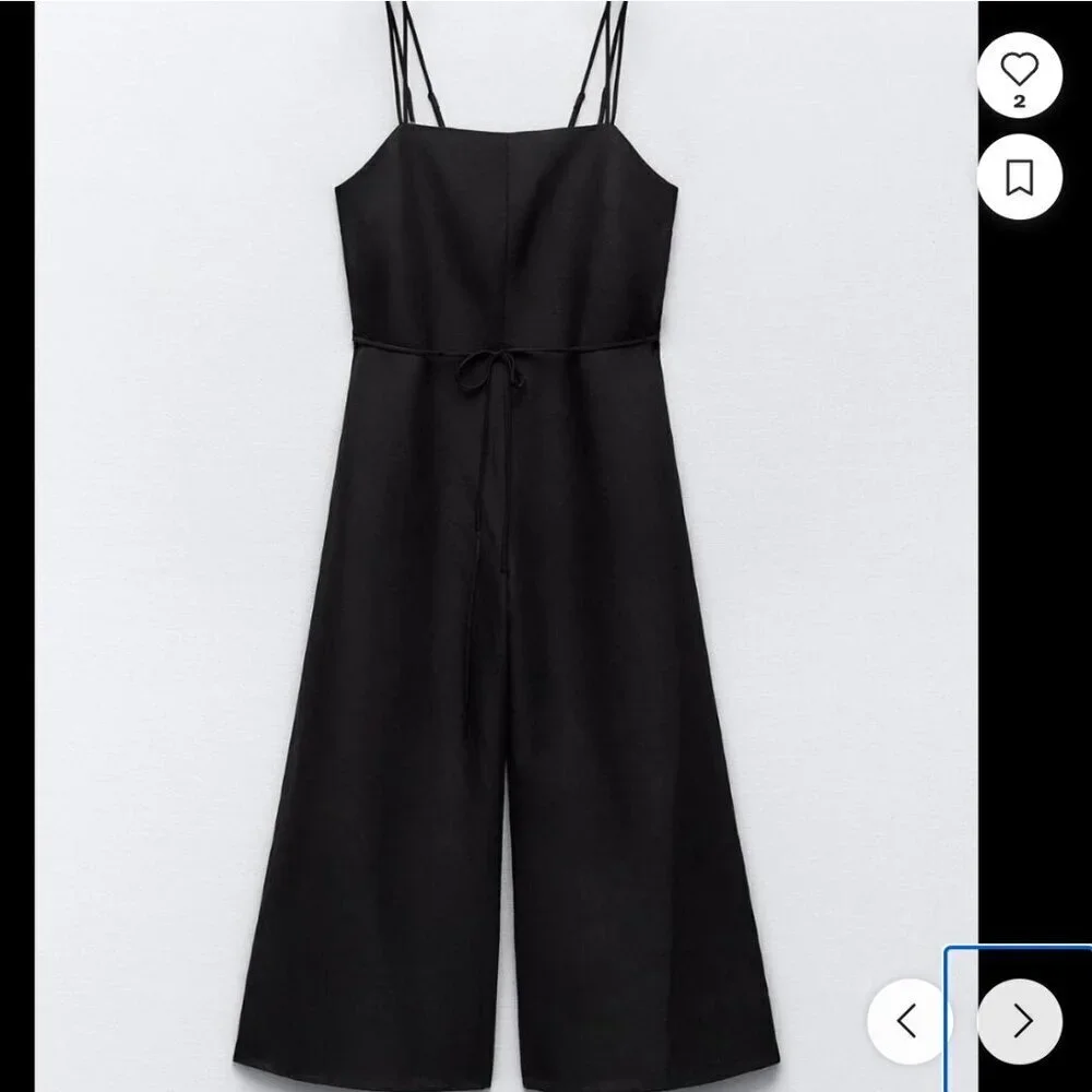 Zara LINEN BLEND STRAPPY JUMPSUIT - Size M Brand New With Tags